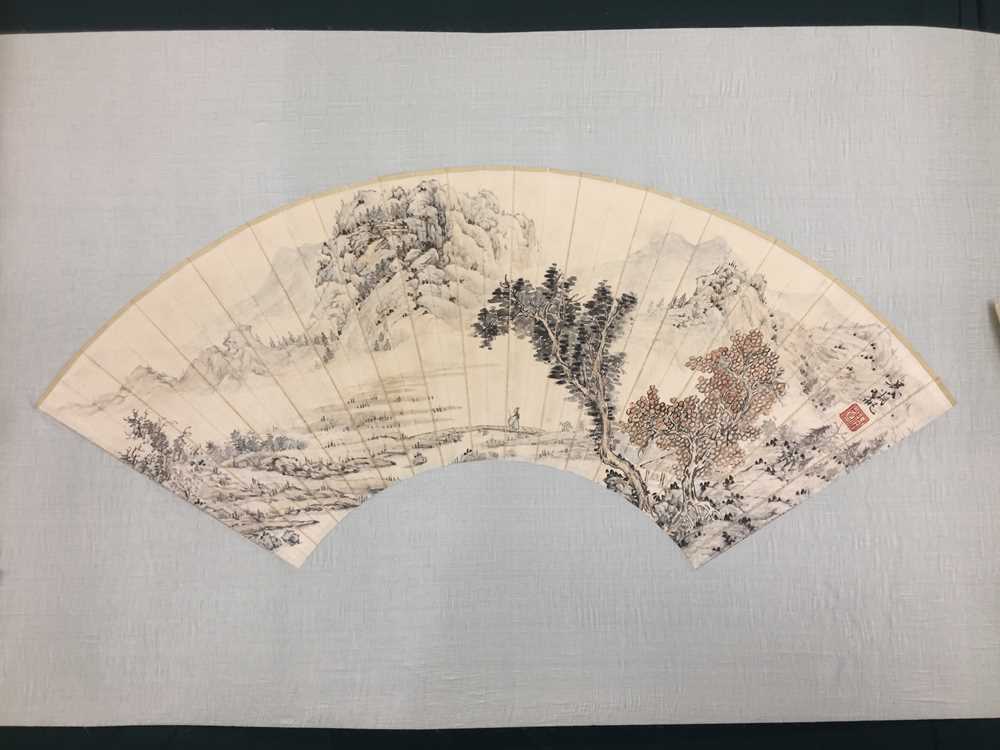 WU HUFAN 吳湖帆 (China, 1894-1968) Landscape 山水圖扇頁 - Image 9 of 18
