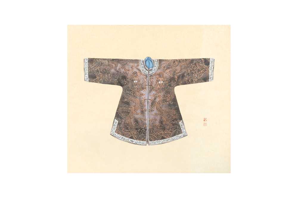 A SET OF EIGHT CHINESE PAINTINGS OF ROBES 晚清 水粉繪吉服袍一組五件 - Image 8 of 31