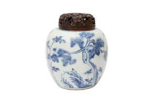 A CHINESE BLUE AND WHITE 'THREE FRIENDS OF WINTER' JAR 清 十八或十九世紀 清花歲寒三友圖紋蓋罐