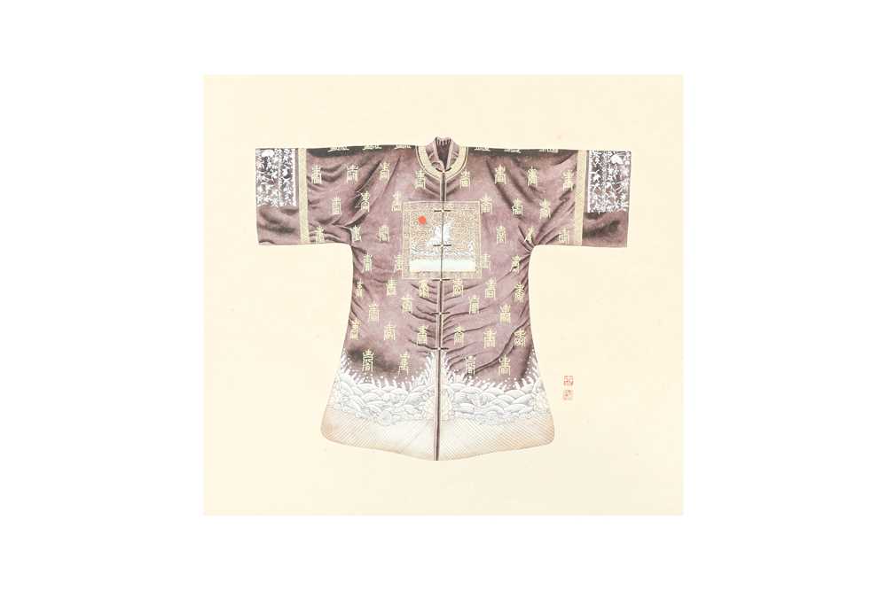 A SET OF EIGHT CHINESE PAINTINGS OF ROBES 晚清 水粉繪吉服袍一組五件 - Image 10 of 31