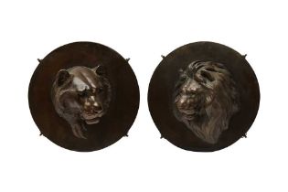 A PAIR OF JAPANESE 'LIONS' MEDALLIONS