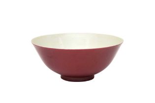 A CHINESE MONOCHROME RUBY-GLAZED BOWL 胭脂紅釉盌 《大清光緒年製》款