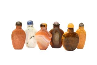 SIX CHINESE HARDSTONE SNUFF BOTTLES 晚清 硬石鼻煙壺六件