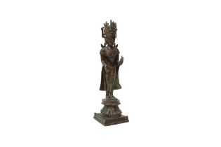 A BURMESE BRONZE FIGURE OF A 'JAMBUPATI' STANDING BUDDHA