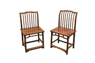 A PAIR OF CHINESE WOOD CHAIRS 晚清 木椅一對 《耕餘堂沈》款