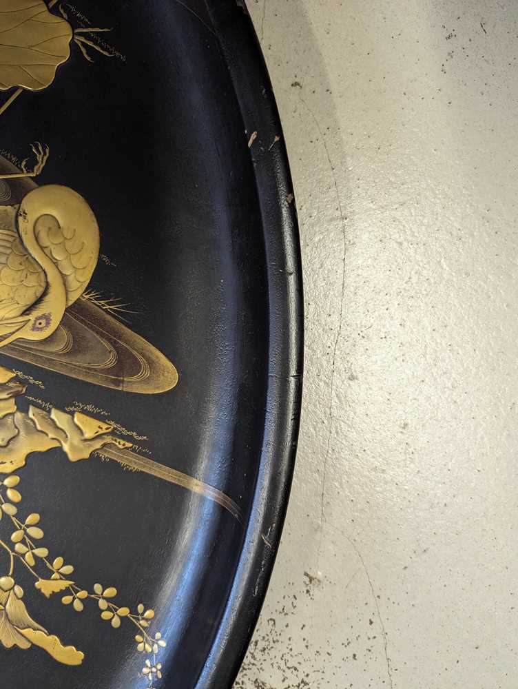 A LARGE JAPANESE CIRCULAR LACQUER PANEL - Image 6 of 16