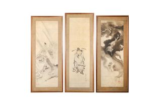 HOSON (?) Three Japanese ink paintings
