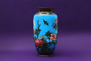 A JAPANESE BLUE-GROUND CLOISONNÉ VASE