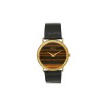 A GENTS 18K GOLD PIAGET ALTIPLANO AUTOMATIC - TIGERS EYE