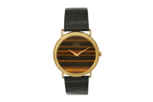 A GENTS 18K GOLD PIAGET ALTIPLANO AUTOMATIC - TIGERS EYE