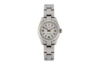 A LADIES ROLEX OYSTER PERPETUAL BRACELET WATCH