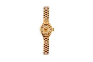 ROLEX. A LADIES 9CT GOLD ROLEX PRECISION COCKTAIL WATCH