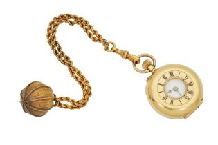 A LATE 19TH CENTURY 18CT GOLD FOB WATCH