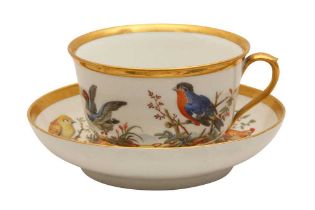 A LARGE PARIS PORCELAIN CUP AND SAUCER, DECORATED BY PIERRE MASSY, CIRCA 1805