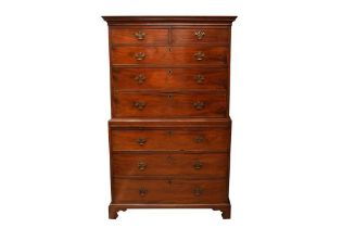 A GEORGIAN MAHOGANY CHEST ON CHEST