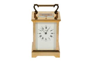 A BRASS ANGELUS REPEATER CARRIAGE CLOCK