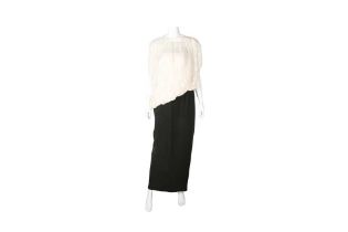 BRUCE OLDFIELD MONOCHROME SILK EVENING DRESS