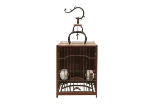 A CHINESE WOOD BIRDCAGE