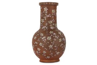 A CHINESE YIXING ZISHA 'PRUNUS' VASE 宜興紫砂繪梅紋瓶