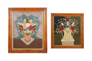 TWO 19TH CENTURY EMBROIDERED PANELS