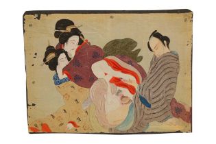 FIVE JAPANESE EROTIC PAINTINGS, SHUNGA