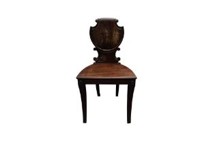 A MAHOGANY HALL CHAIR