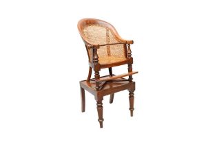 A CHILDS VICTORIAN MAHOGANY METAMORPHIC HIGH CHAIR