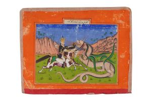 THE PERSIAN KING BAHRAM GUR SLAYING A DRAGON Possibly provincial Deccan School or Northern India in