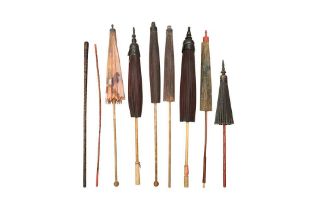 SEVEN BURMESE BAMBOO PARASOLS AND TWO LACQUERED WALKING STICKS OFFERED ON BEHALF OF PROSPECT BURMA T