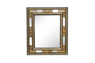 A 19TH CENTURY FRENCH EBONISED WALL MIRROR