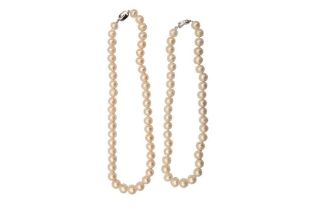 TWO SOUTH SEA CULTURED PEARL NECKLACES