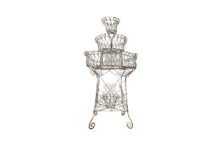 A WHITE PAINTED WIREWORK PLANT STAND, EARLY 20TH CENTURY