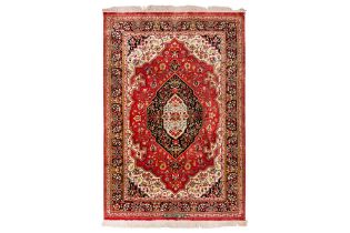 AN EXTREMELY FINE SIGNED SILK QUM RUG, CENTRAL PERSIA