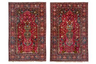 A PAIR OF VERY FINE ISFAHAN PRAYER RUGS, CENTRAL PERSIA