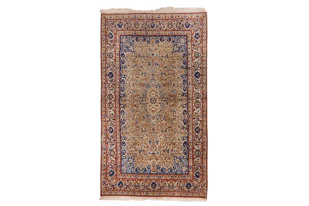 AN EXTREMELY FINE PART SILK NAIN RUG, CENTRAL PERSIA