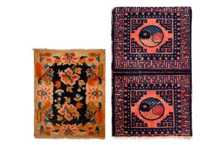 A TIBETAN RUG AND NINGXIA TEMPLE RUG