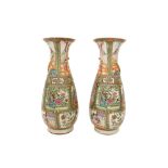 A PAIR OF CHINESE FAMILLE-ROSE CANTON VASES