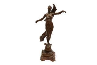 EUGÈNE MARIOTON (FRENCH 1875-1933) - BRONZE FIGURE OF A MAIDEN 'PHOEBE'