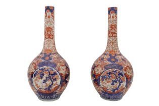 PAIR OF LARGE JAPANESE IMARI BOTTLES VASES