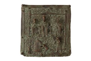 A BRONZE DOOR PANEL - 'KING NEBUCHADNEZZAR AND SERVANTS'