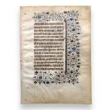 Illuminated Vellum Manuscript Leaf.-