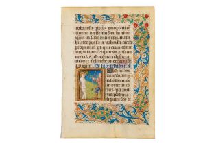 Illuminated vellum leaves. St. Sebastian and St. Denis, [c.1500]