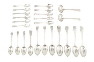 A MIXED GROUP OF GEORGE III AND LATER STERLING SILVER FLATWARE View at The Barley Mow Centre W4 4PH,