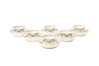 A SET OF SIX NEWHALL FAMILLE-ROSE CUPS AND SAUCERS