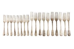 A MIXED GROUP OF GEORGE III AND LATER STERLING SILVER FLATWARE View at The Barley Mow Centre W4 4PH,