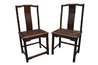 A PAIR OF CHINESE MAHOGANY 'OFFICIAL'S HAT' CHAIRS