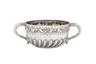 A Victorian sterling silver twin handled bowl, London 1889 by George Fox View at The Barley Mow Cent