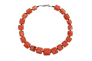 A CORAL BEAD NECKLACE