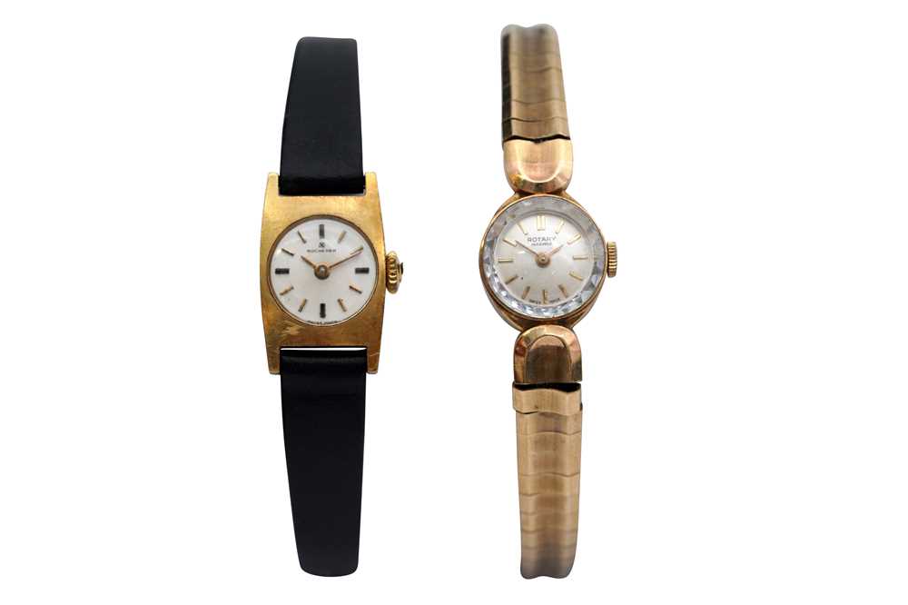 AN 18CT CASED LADIES BUCHERER WATCH AND A 9CT LADIES ROTARY WATCH