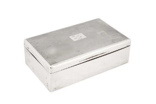 A George V sterling silver cigarette box, London 1929 by T.F and Co View at The Barley Mow Centre W4